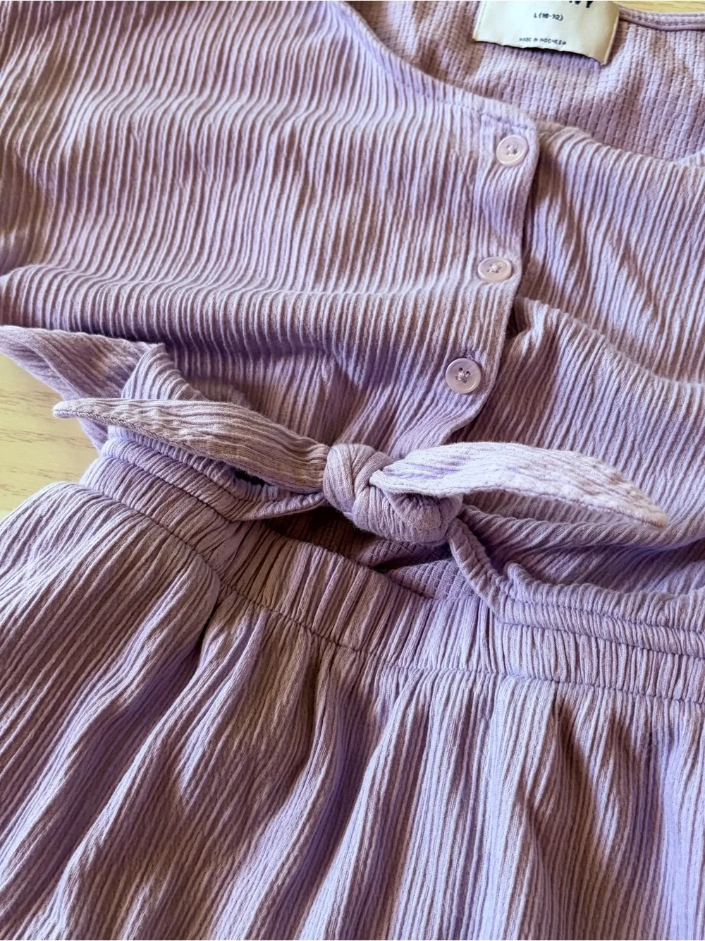 Old Navy Lilac Ribbed Tie-Waist Jumpsuit Girls Size Large 10/12